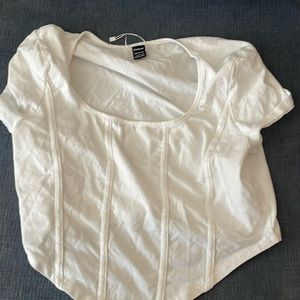 Cropped corseted white shirt size medium